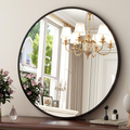 Round Wall Mirror 24 Inch — Matte Black Circle Decorative Mirror