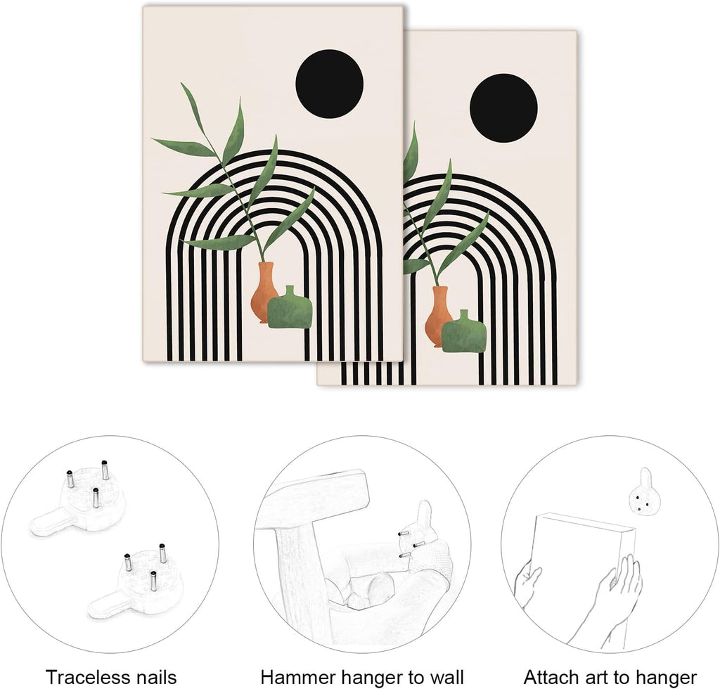 Boho Wall Art Canvas Set of 3 — Mid Century Abstract 12x16 Framed - Image 6