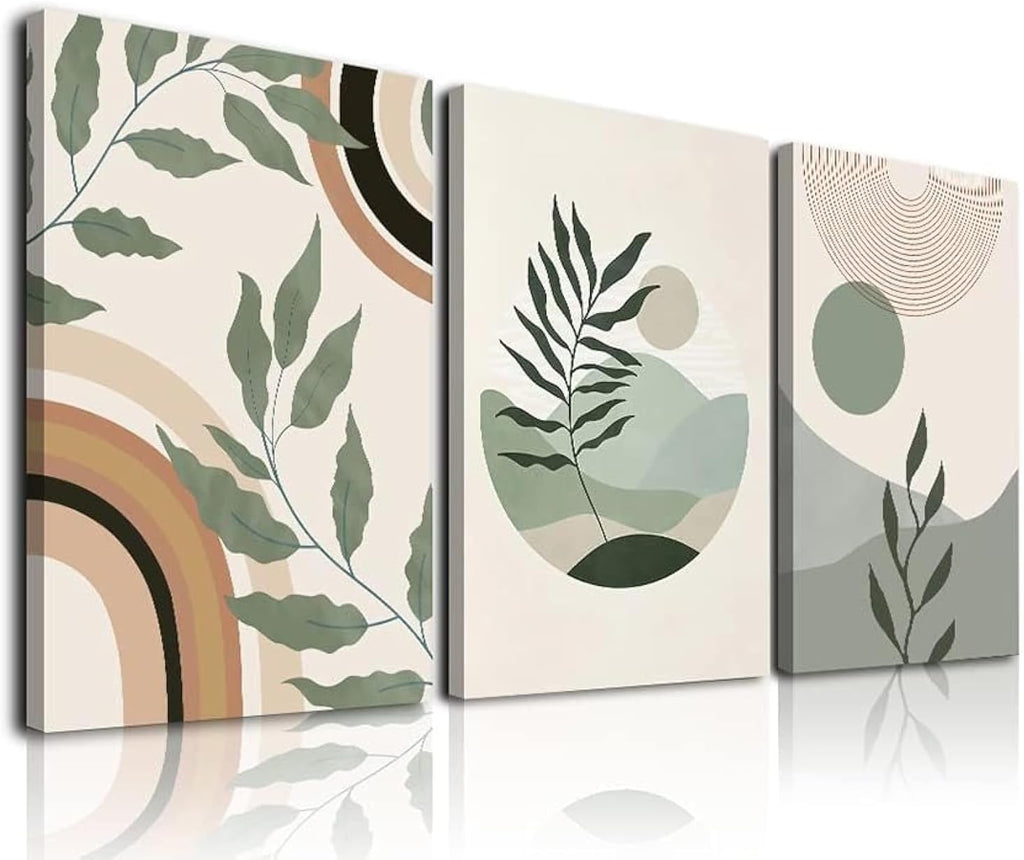 Sage Green Boho Wall Art Set of 3 — Geometric Minimalist 12x16 - Image 3