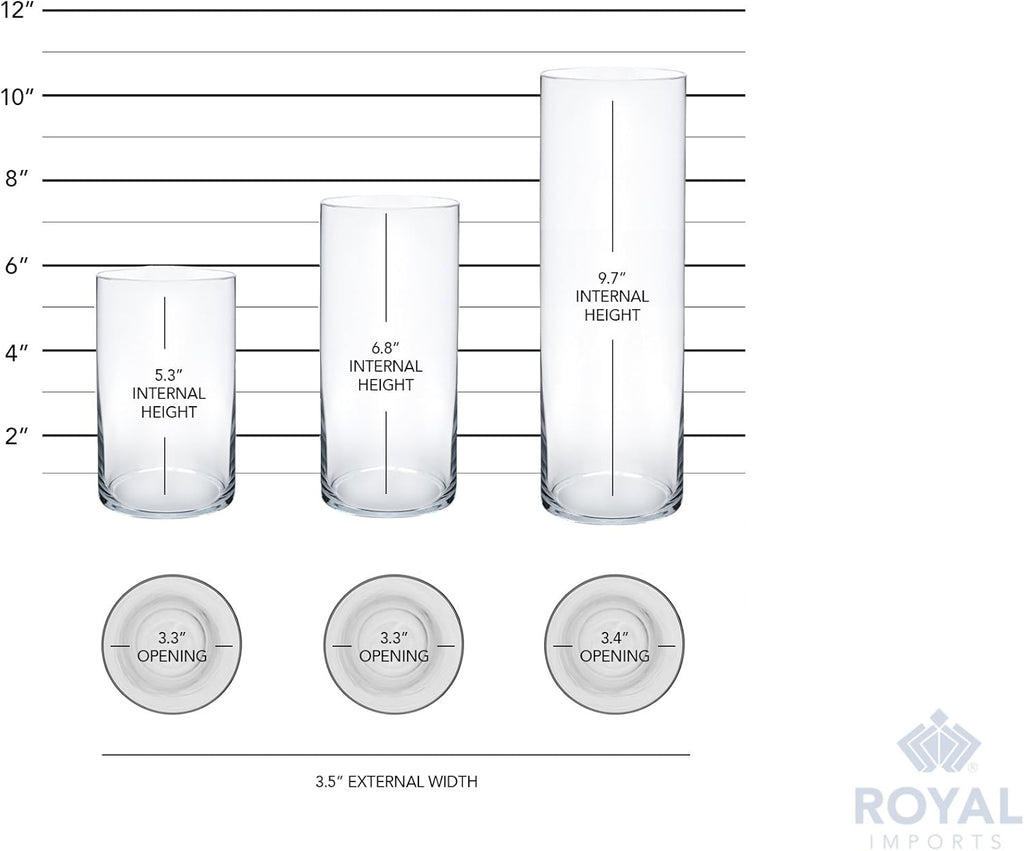 Glass Cylinder Vases Set of 3 — Clear Hurricane Candle Holders - Image 5