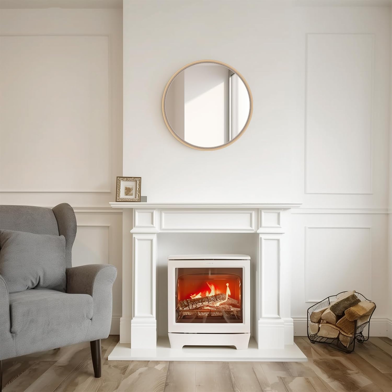 Round Wood Mirror 24 Inch — Natural Circle Wall Mirror - Image 5