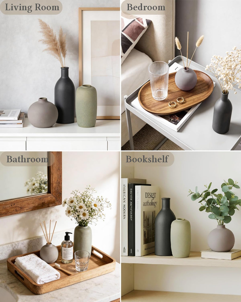 Ceramic Modern Vase Set of 3 — Neutral Pottery for Farmhouse Decor - Image 4