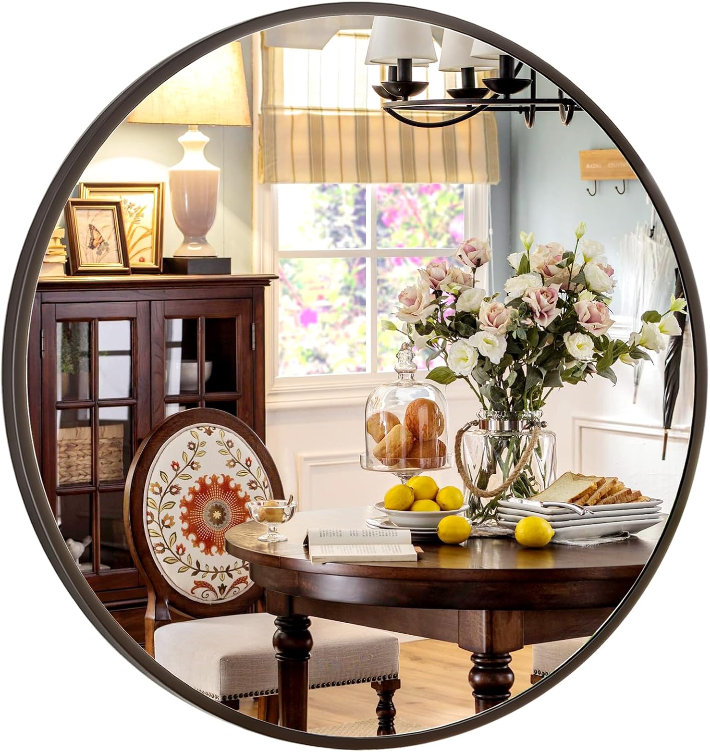 Round Wall Mirror 24 Inch — Matte Black Circle Decorative Mirror - Image 2