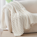 Fleece Throw Blanket 50x60 — 300GSM Cream White Striped