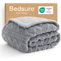 Sherpa Fleece Throw Blanket 50x60 — Cable Jacquard Tufted Grey