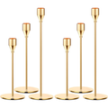 Gold Metal Taper Candle Holder Set of 6 — Three Heights