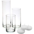 Glass Cylinder Vases Set of 3 — Clear Hurricane Candle Holders