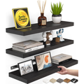 Rustic Wood Floating Shelves Set of 3 — Wall Mounted 15.7 Inch