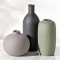 Ceramic Modern Vase Set of 3 — Neutral Pottery for Farmhouse Decor