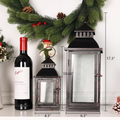 Decorative Lanterns Set of 2 — Bronze Metal with Glass Panels