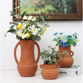 Terracotta Vases Set of 3 — Wide Mouth Rustic Ceramic Planters