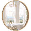 Round Wood Mirror 24 Inch — Natural Circle Wall Mirror